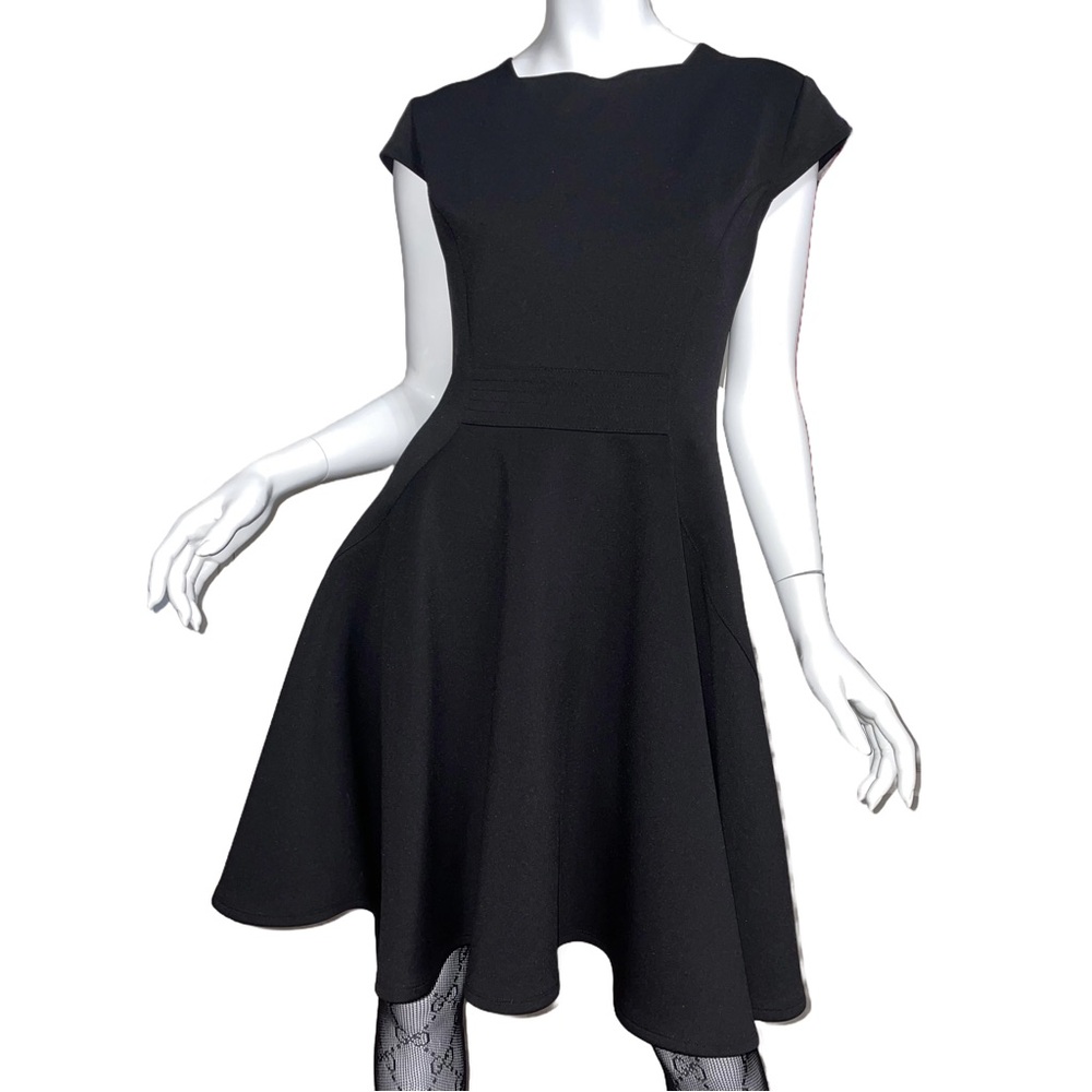 Vintage 90s Joseph Ribkoff‎ Black Cocktail Flare Dress Minimalist Capsule